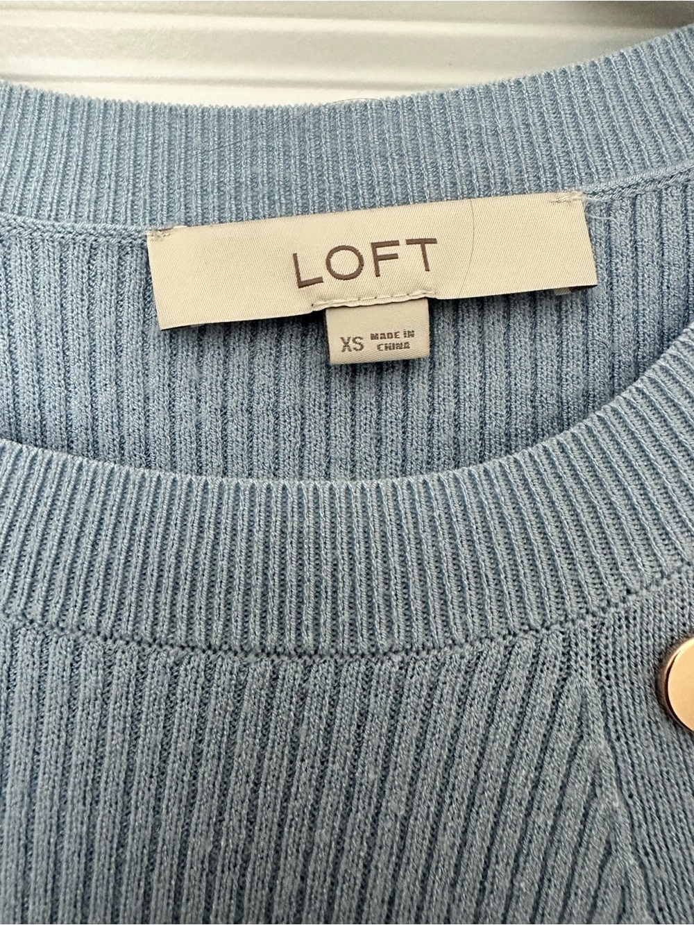 LOFT Blue Ribbed Sweater - Picture 3 of 4